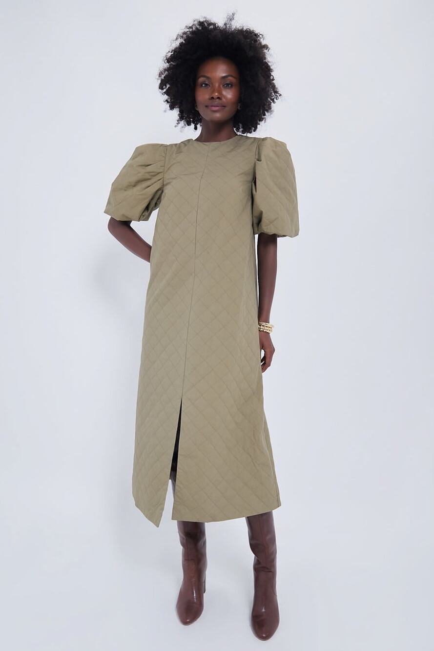 HYACINTH HOUSE Olive Quilted Fowler Midi Dress Size M NWT